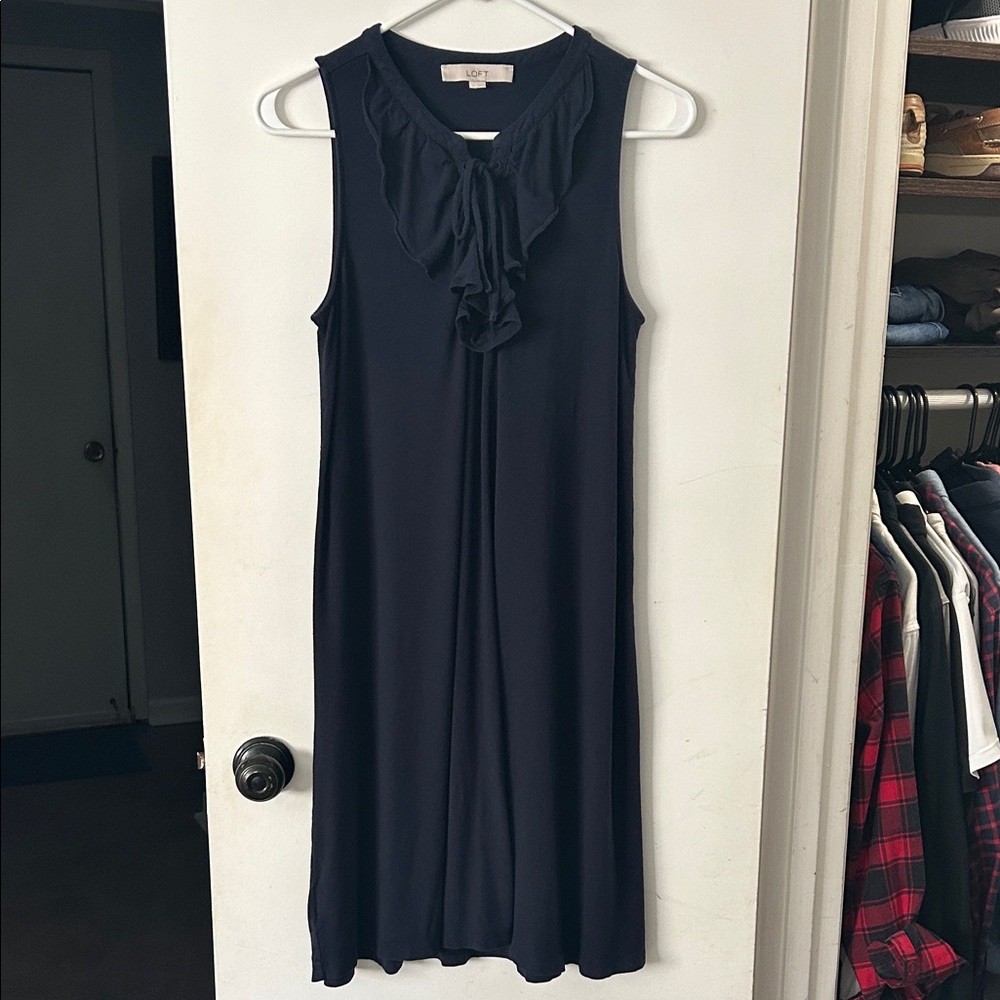 LOFT Navy Sleeveless Midi Dress